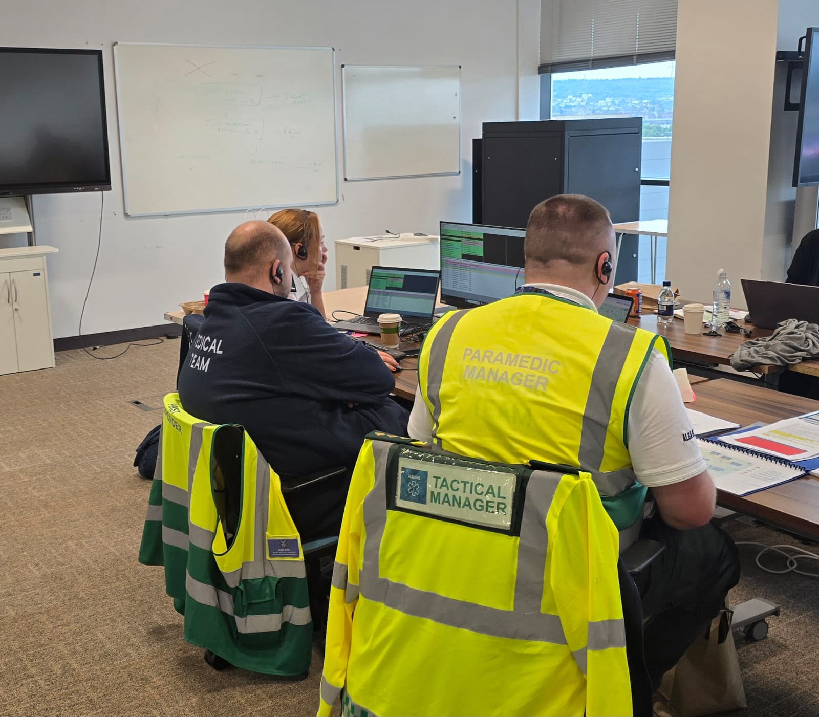 Alba EMS staff coordinating resources from an event control room